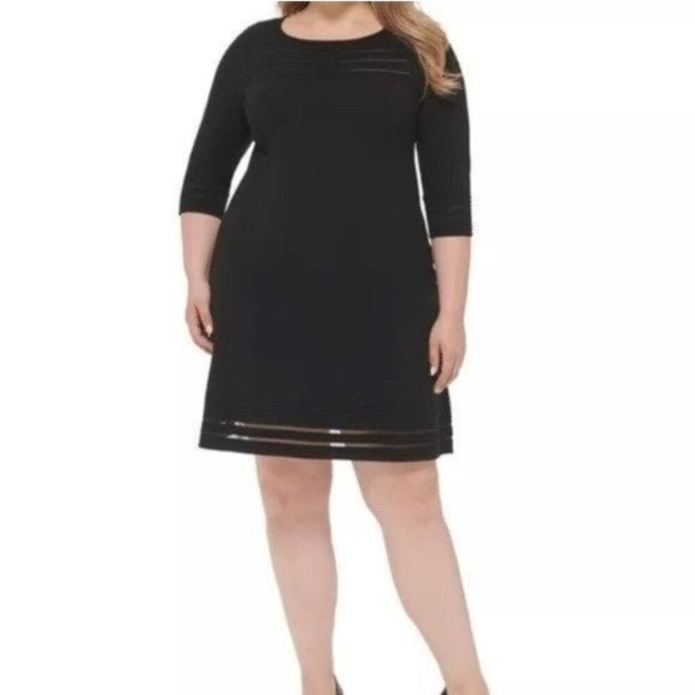 NWT JESSICA HOWARD Plus Size Illusion-Hem Sweater Dress Size Black 1X/14W-16W